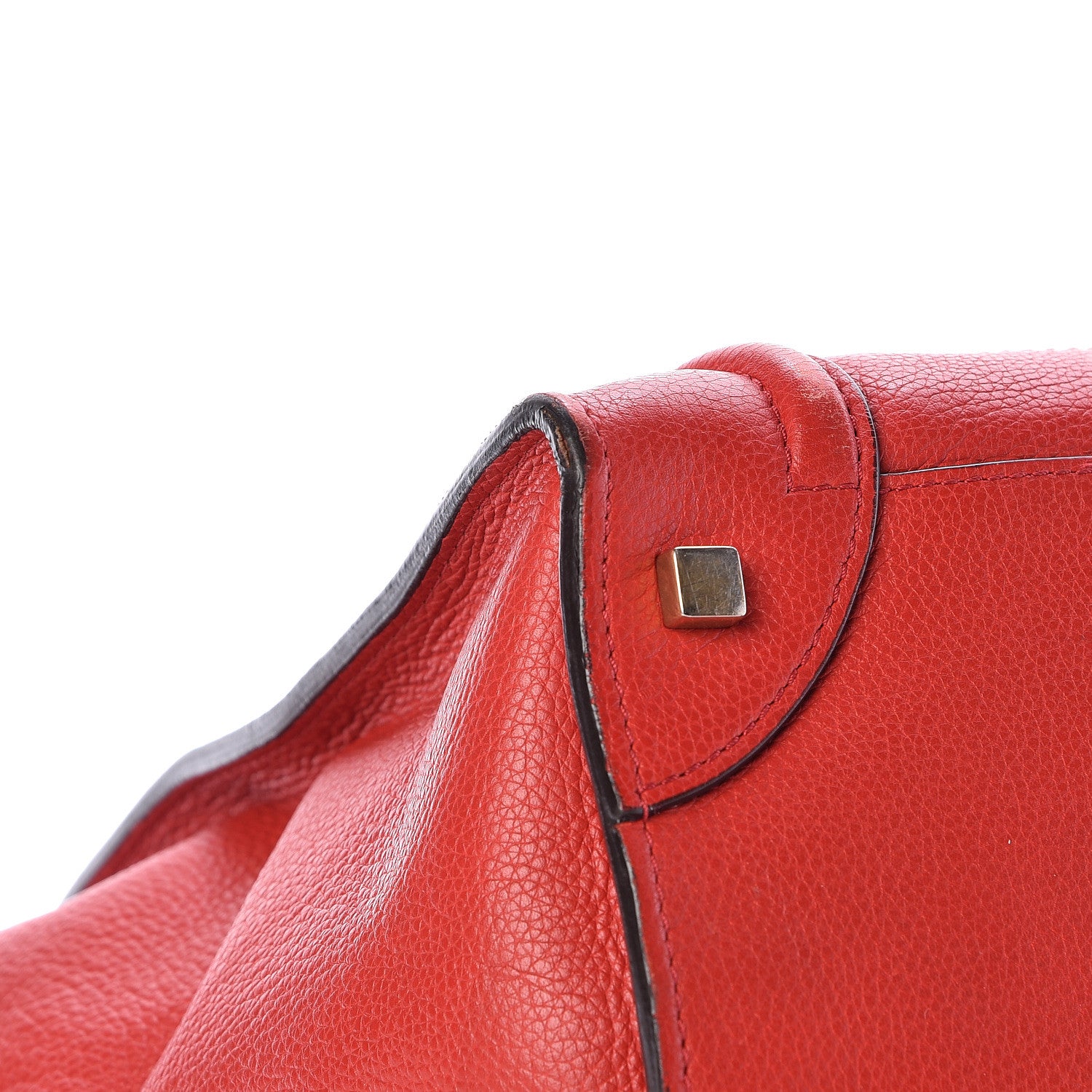 Celine Drummed Calfskin Mini Luggage Coquelicot 8 of 14