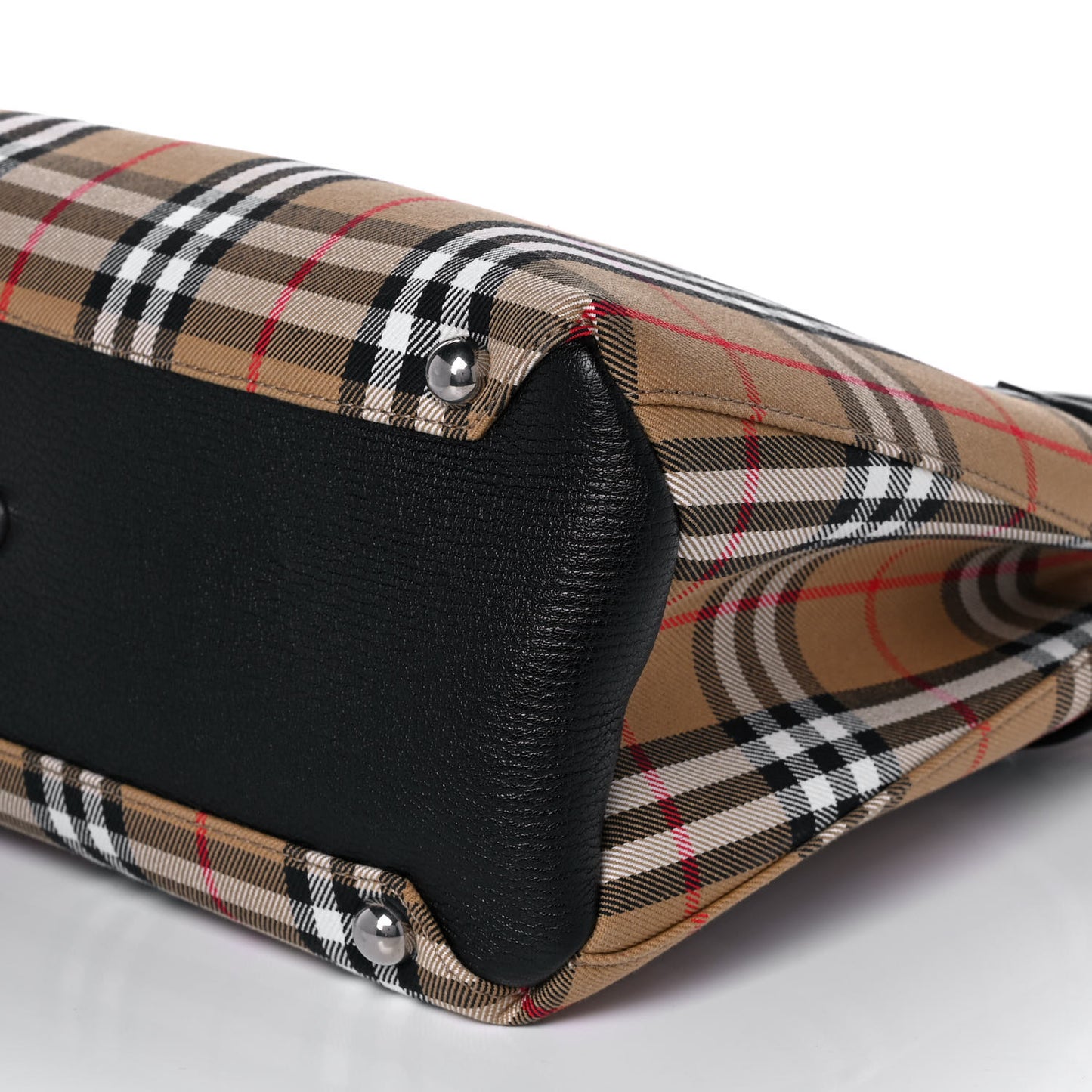 Goatskin Vintage Check Medium Banner Tote Black