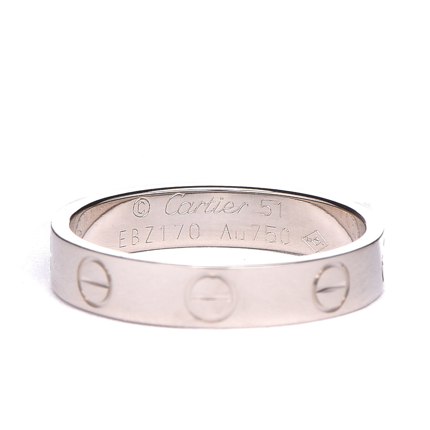 Cartier 18K White Gold 3.5mm LOVE Wedding Band Ring 51 5.75 4 of 5