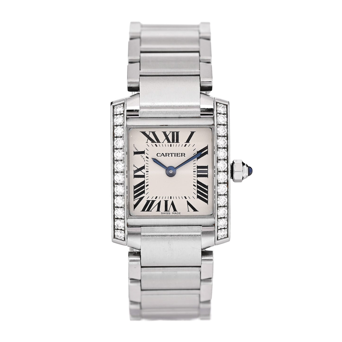 Stainless Steel Diamond Bezel 20mm Tank Francaise Quartz Watch