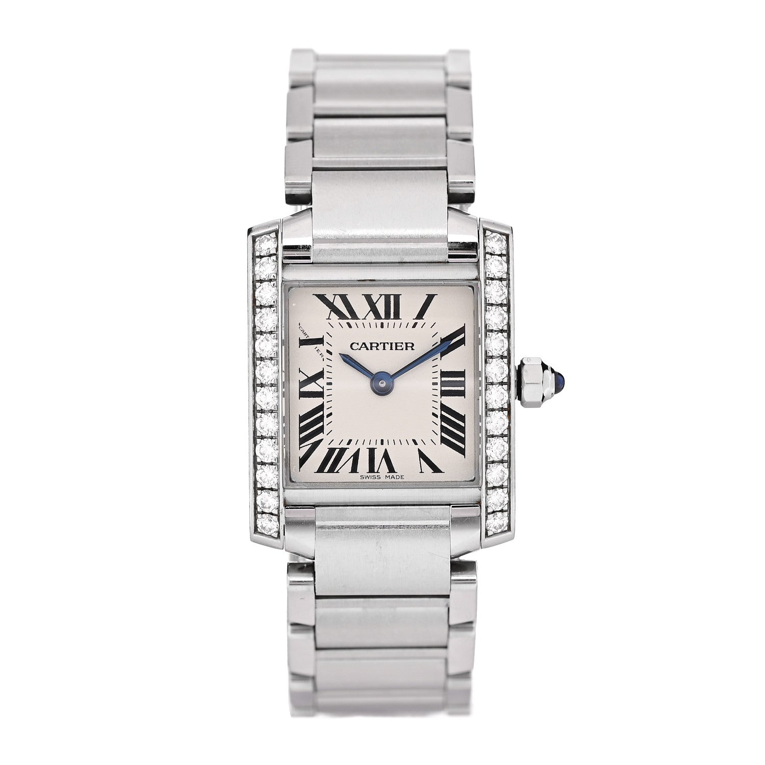 Cartier Stainless Steel Diamond Bezel 20mm Tank Francaise Quartz Watch 1 of 5