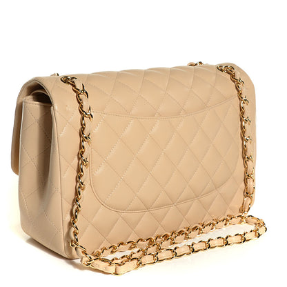 Chanel Lambskin Quilted Jumbo Double Flap Beige Clair 3 of 9