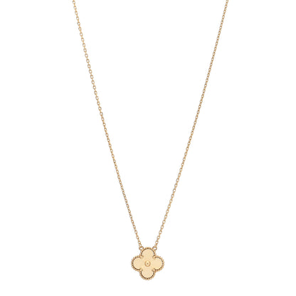 Van Cleef & Arpels 18K Yellow Gold Guilloche Vintage Alhambra Pendant Necklace 1 of 8