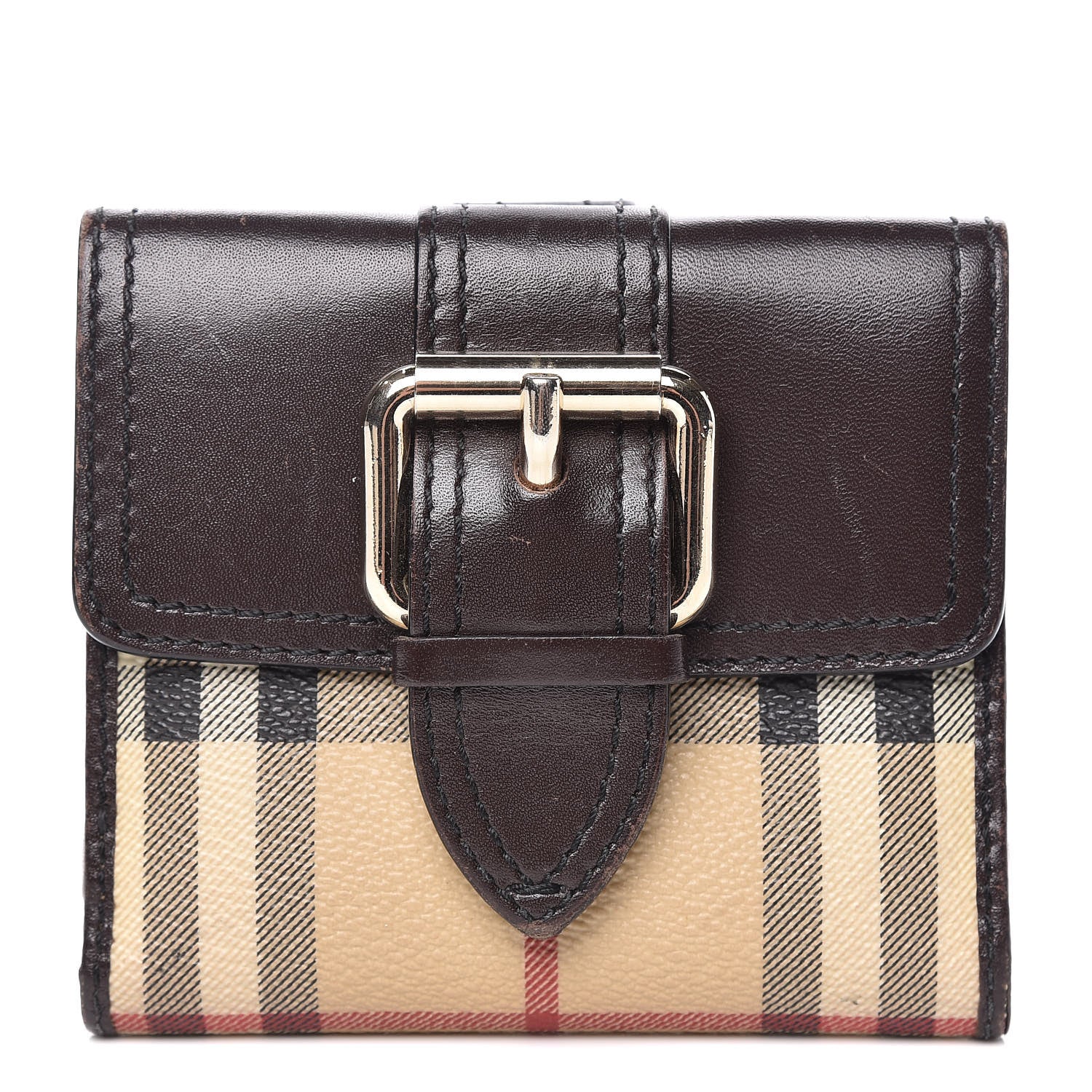 Burberry Haymarket Check Compact Wallet Chocolate 1 of 14