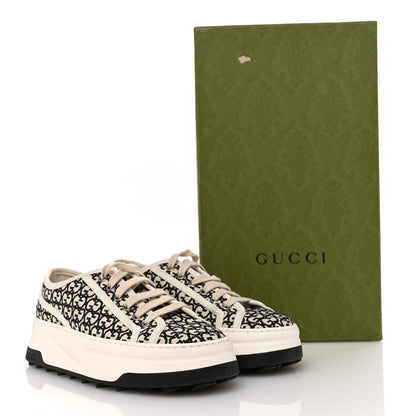 Gucci GG Monogram Jacquard Womens 1977 Tennis Platform 52mm Sneakers 37.5 Black Mystic White 9 of 9