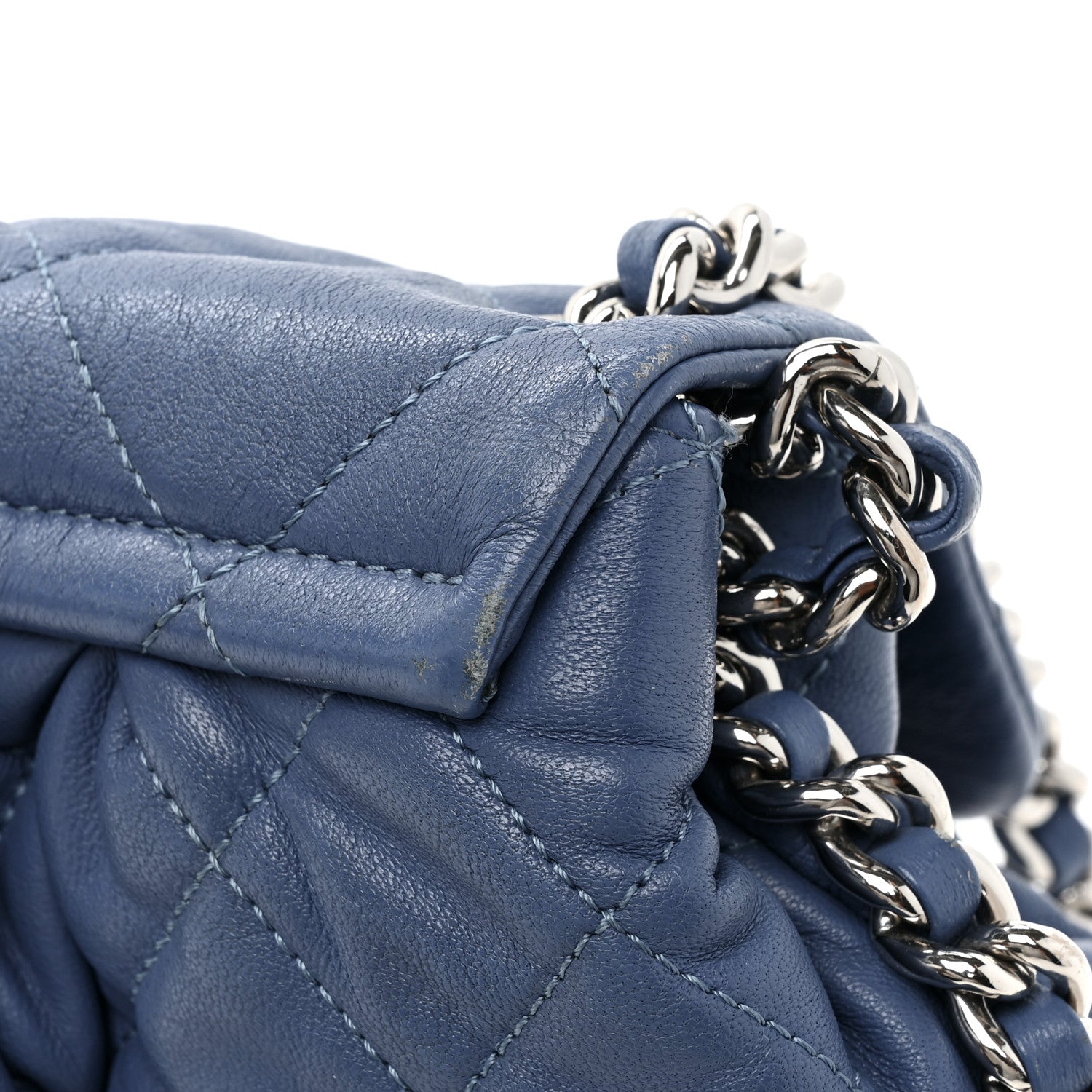 Chanel Washed Lambskin Quilted Medium Chain Around Messenger Blue 19 of 19