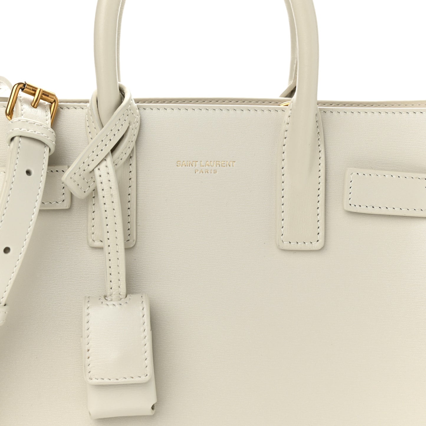 Grained Calfskin Nano Sac de Jour Pearl White