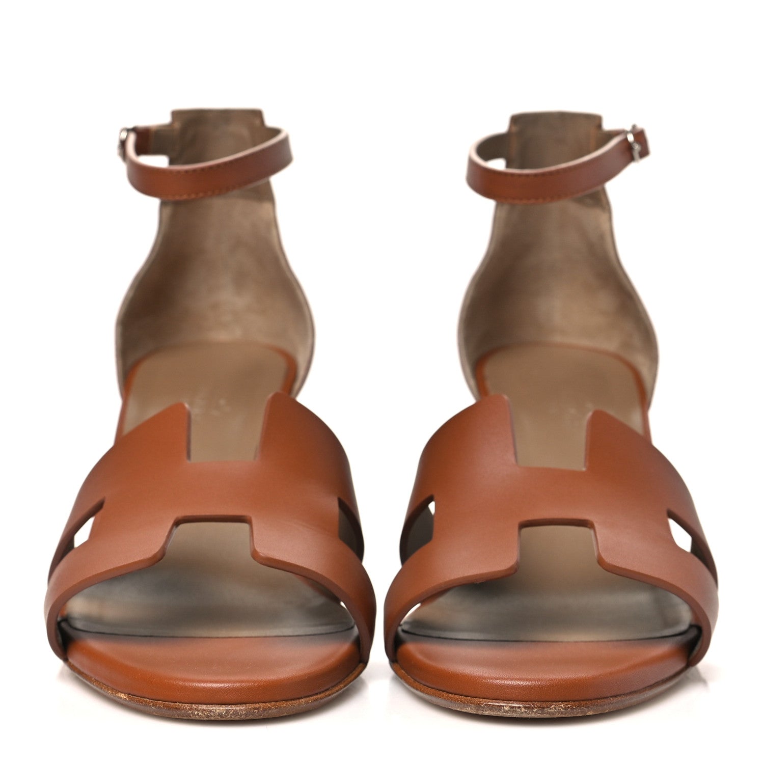 Hermes Calfskin Legend Wedge Sandals 39 Gold 3 of 10