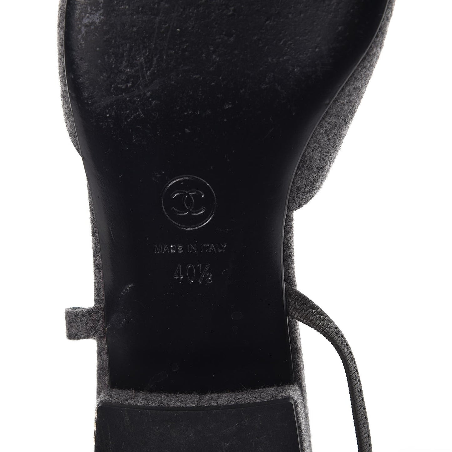 Wool Velvet Cap Toe CC Slingback Pumps 40.5 Grey Black