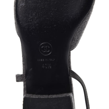 Chanel Wool Velvet Cap Toe CC Slingback Pumps 40.5 Grey Black 8 of 10