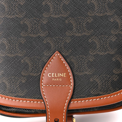 Celine Triomphe Canvas Medium Folco Bag Tan 6 of 10