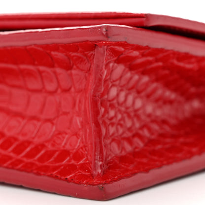 Saint Laurent Calfskin Crocodile Embossed Kate Monogram Tassel Chain Wallet Red 9 of 16