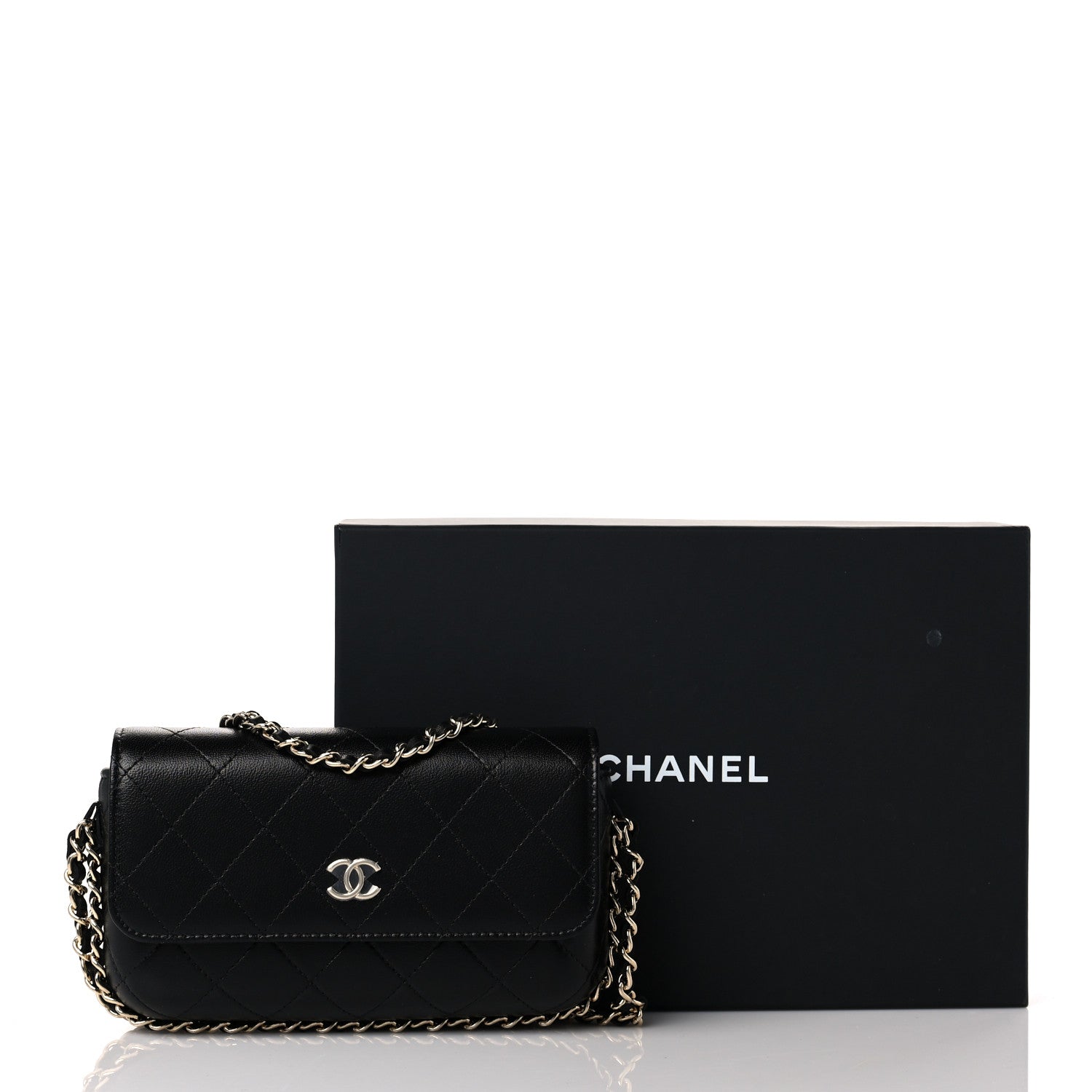 Chanel Lambskin Quilted Chain Around Clutch On Chain Black 9 of 9