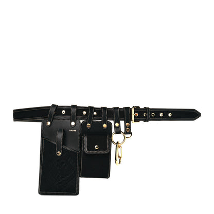 Fendi Canvas Vitello King FF Embroidered Utility Belt Pouch Black 1 of 4