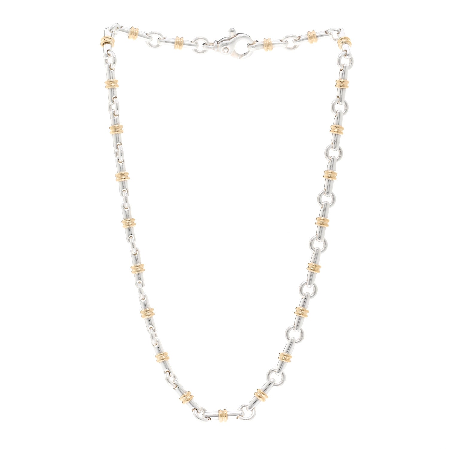 Tiffany Sterling Silver 18K Yellow Gold Bar Link Necklace 3 of 4