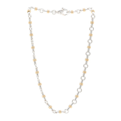 Tiffany Sterling Silver 18K Yellow Gold Bar Link Necklace 3 of 4