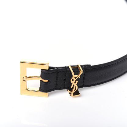 Saint Laurent Smooth Calfskin Monogram Square Buckle Belt 95 38 Black 7 of 8