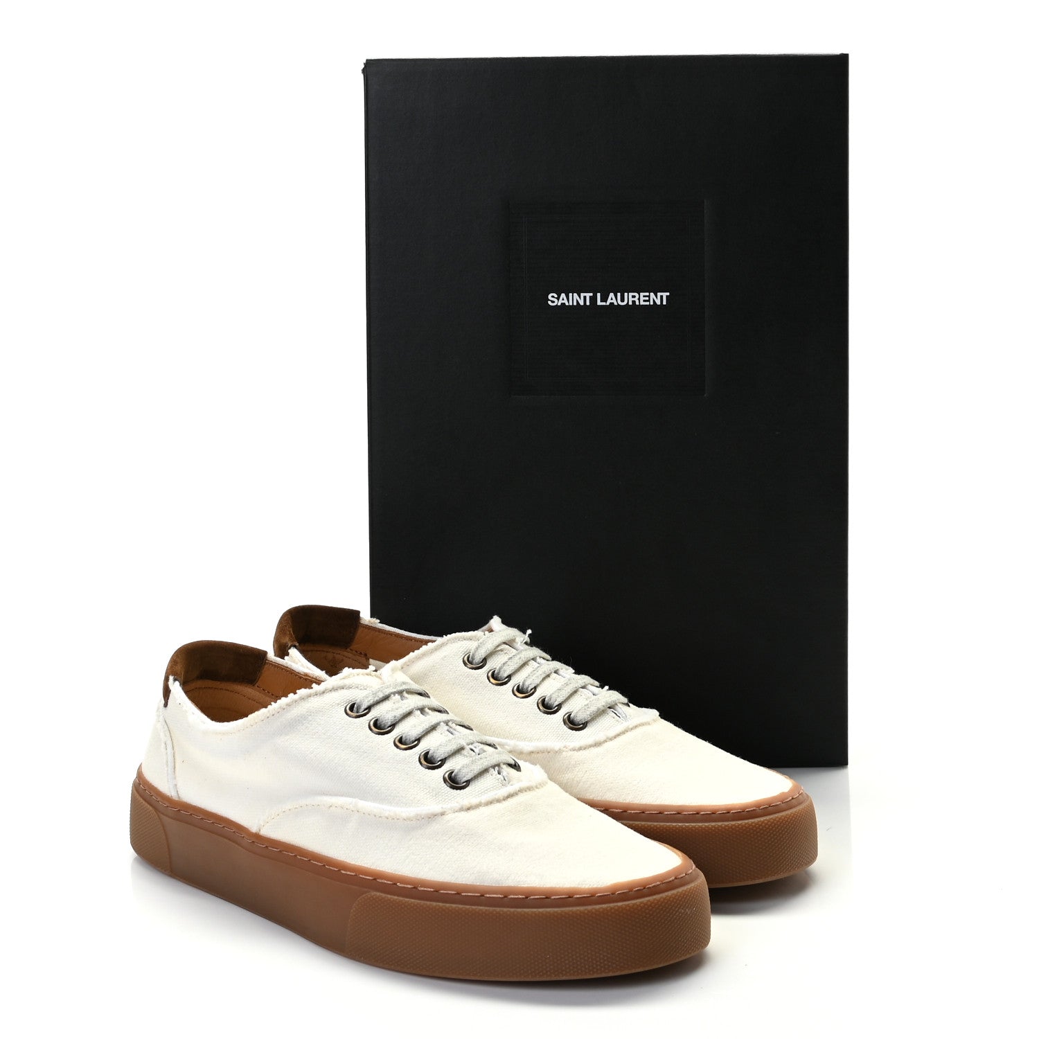 Saint Laurent Distressed Canvas Womens Venice Sneakers 38 White 9 of 18