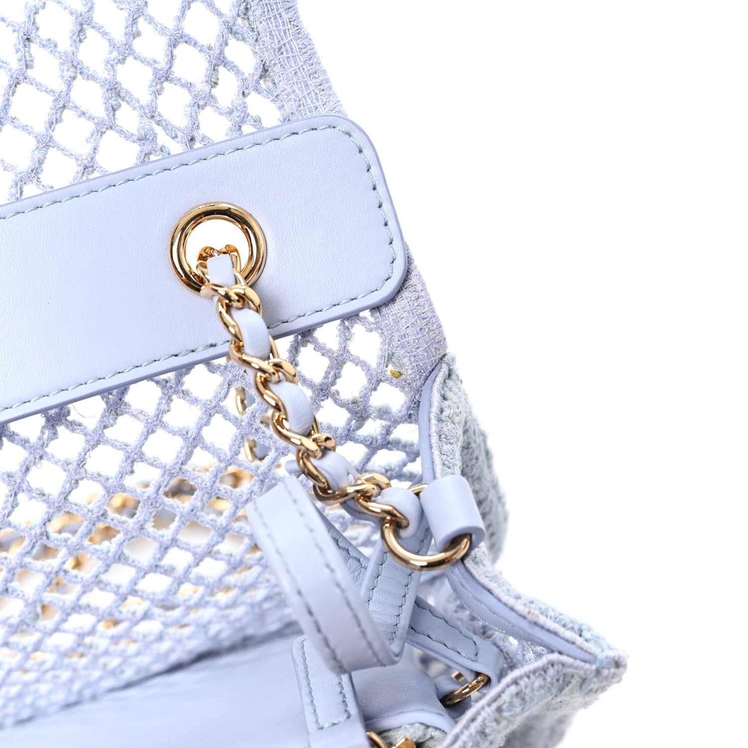Chanel Mesh Macrame Small Flap Bag  Light Blue 9 of 10