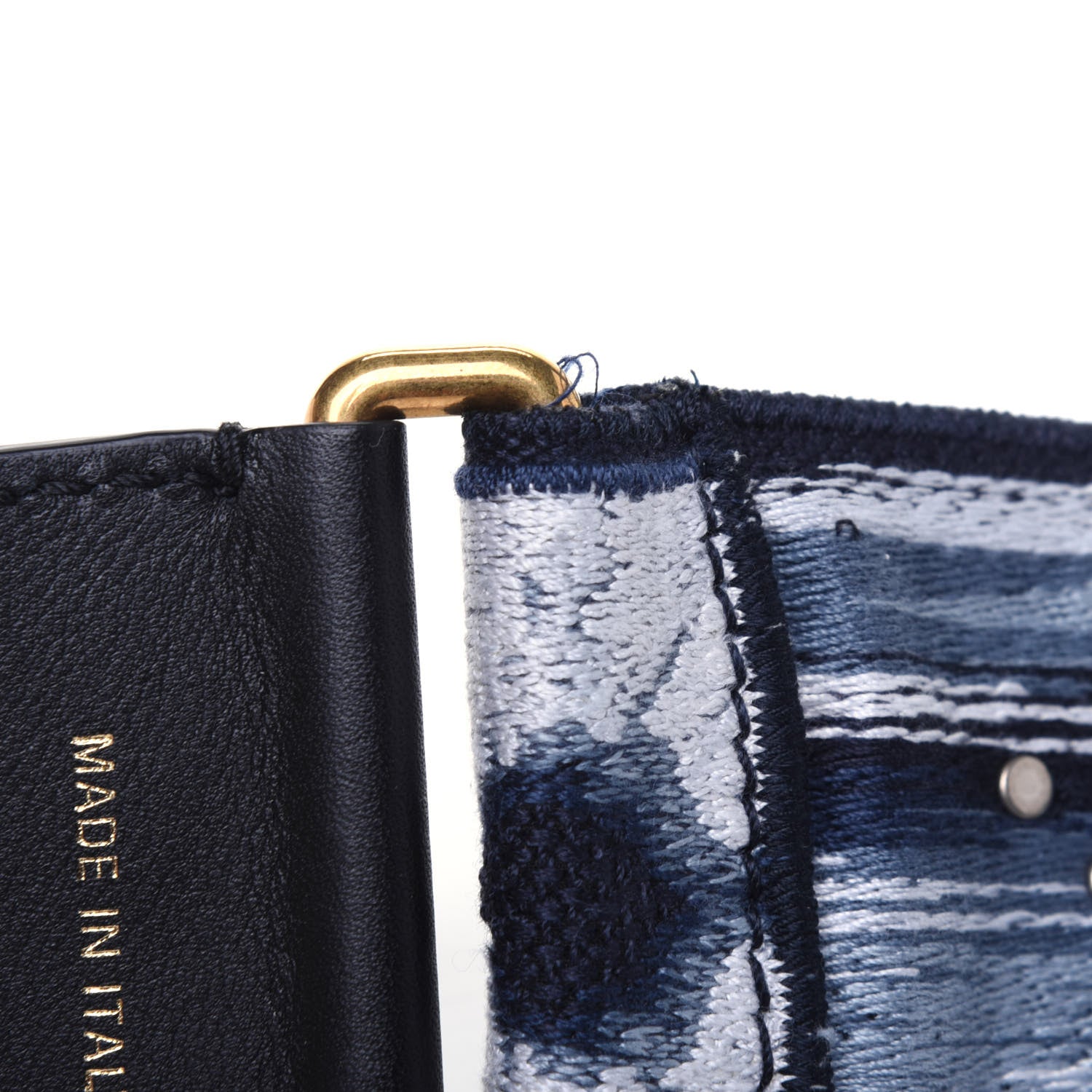 Christian Dior Canvas Embroidered Studded Tie Dye Shoulder Strap Blue 6 of 7
