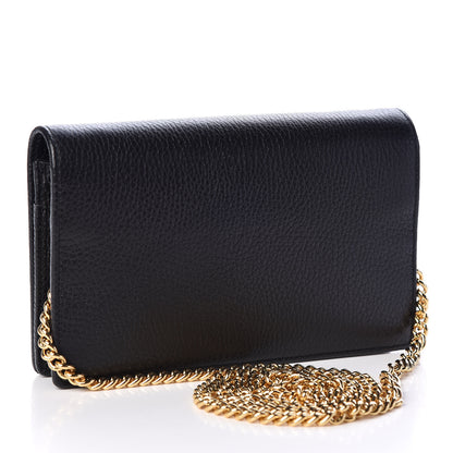 Gucci Calfskin Mini GG Marmont Chain Wallet Black 2 of 9
