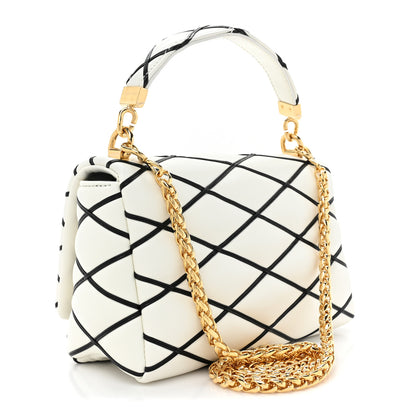 Louis Vuitton Lambskin Malletage Top Handle GO-14 MM White Black 4 of 10