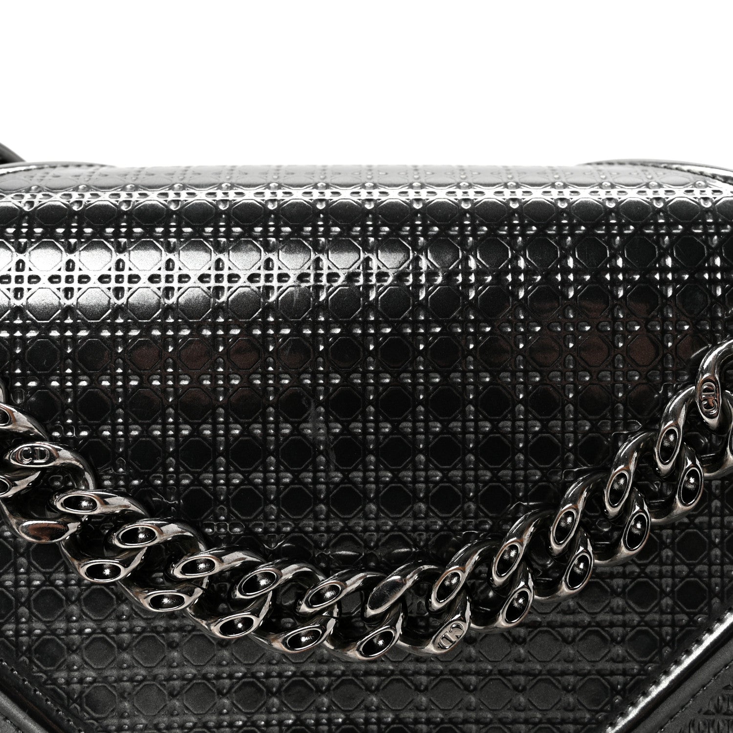Christian Dior Metallic Patent Micro-Cannage Medium Diorama Flap Bag Onyx Black 7 of 9
