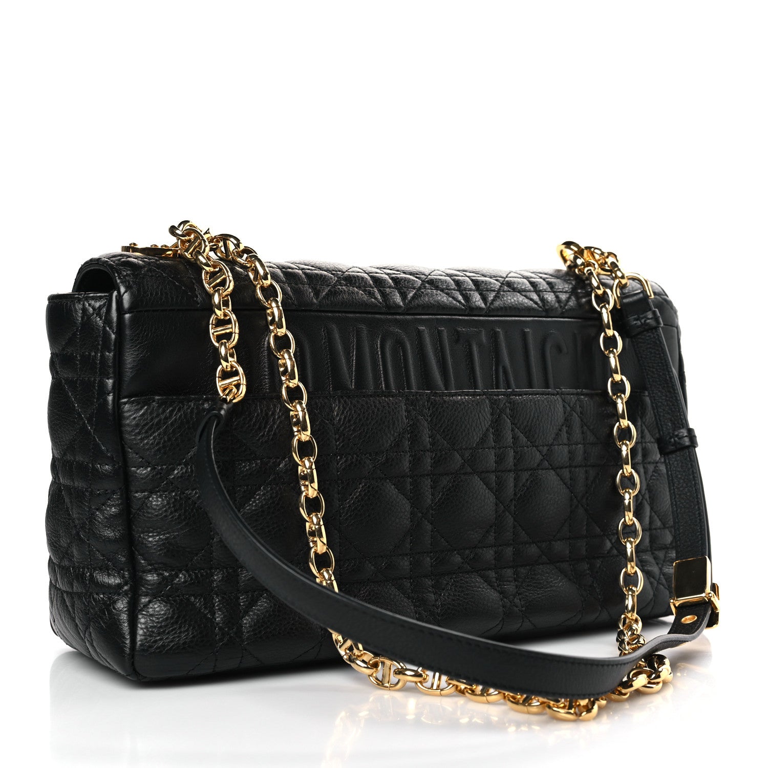 Christian Dior Grained Calfskin Cannage Large Caro Bag Black 3 of 9