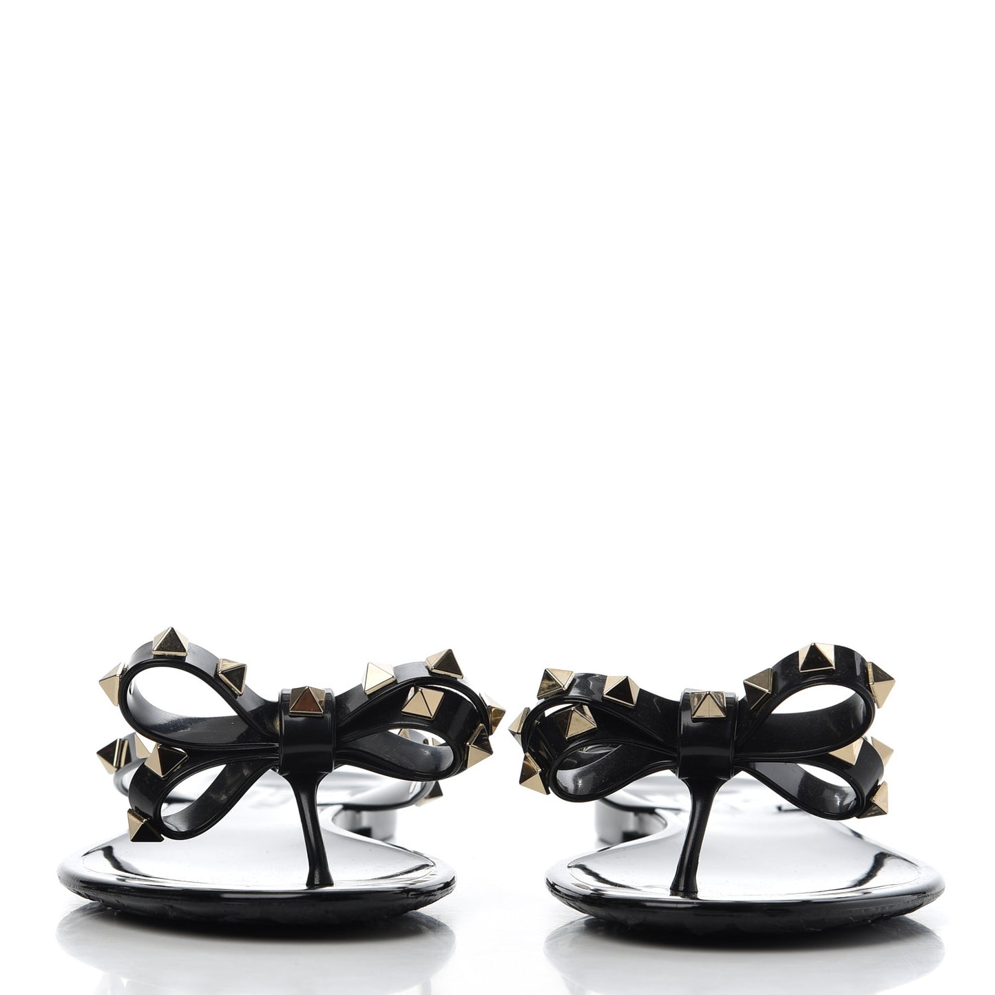 PVC Jelly Rockstud Bow Thong Sandals 37 Black