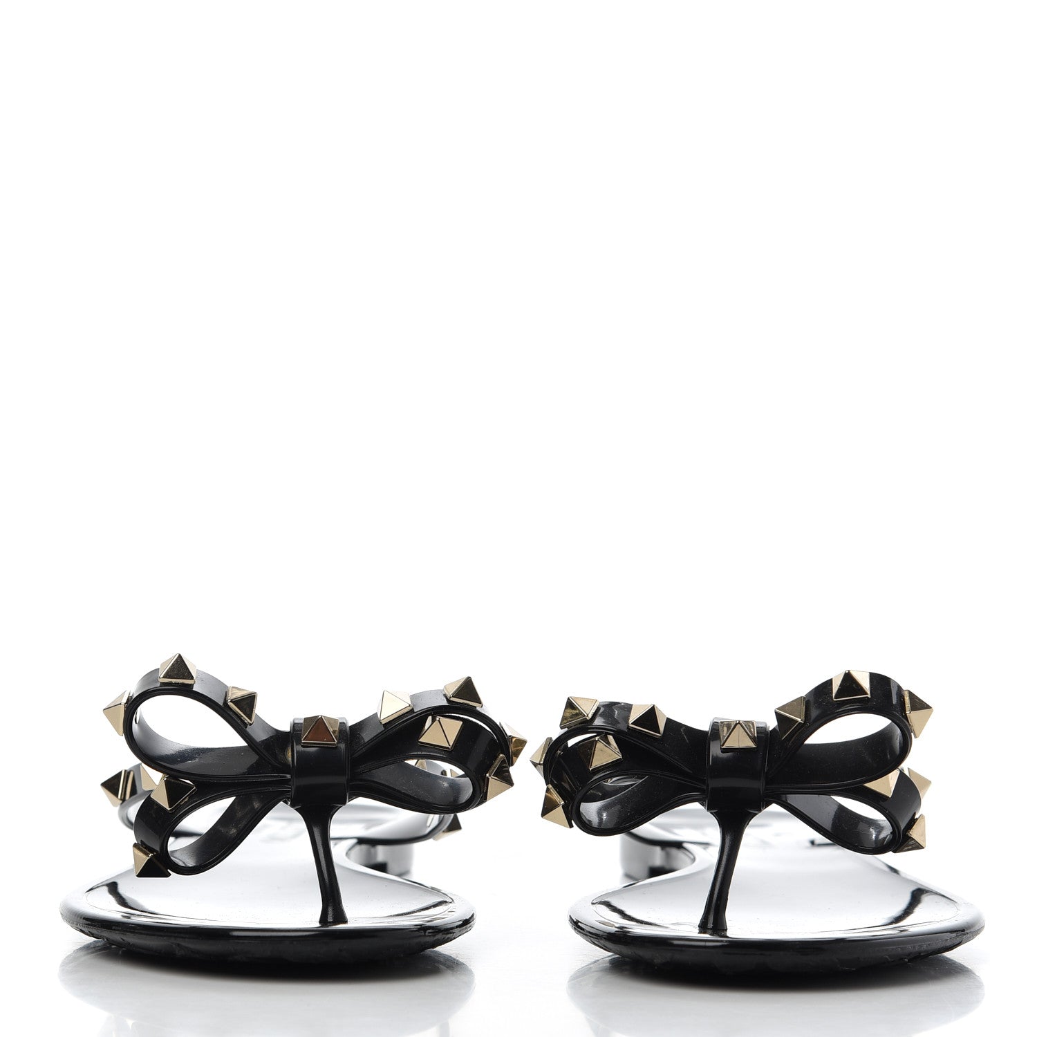 Valentino Garavani PVC Jelly Rockstud Bow Thong Sandals 37 Black 2 of 13
