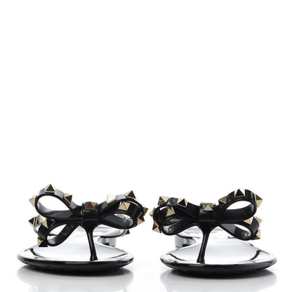 Valentino Garavani PVC Jelly Rockstud Bow Thong Sandals 37 Black 2 of 13