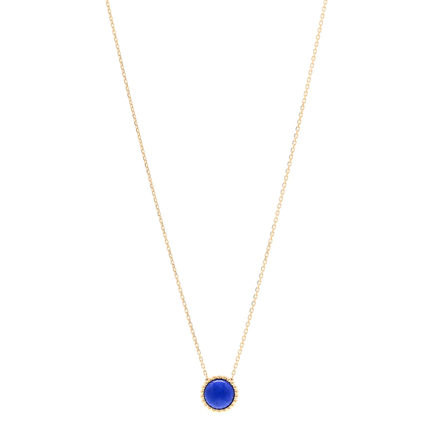 Van Cleef & Arpels 18K Yellow Gold Lapis Lazuli Perlee Couleurs Pendant Necklace 1 of 6