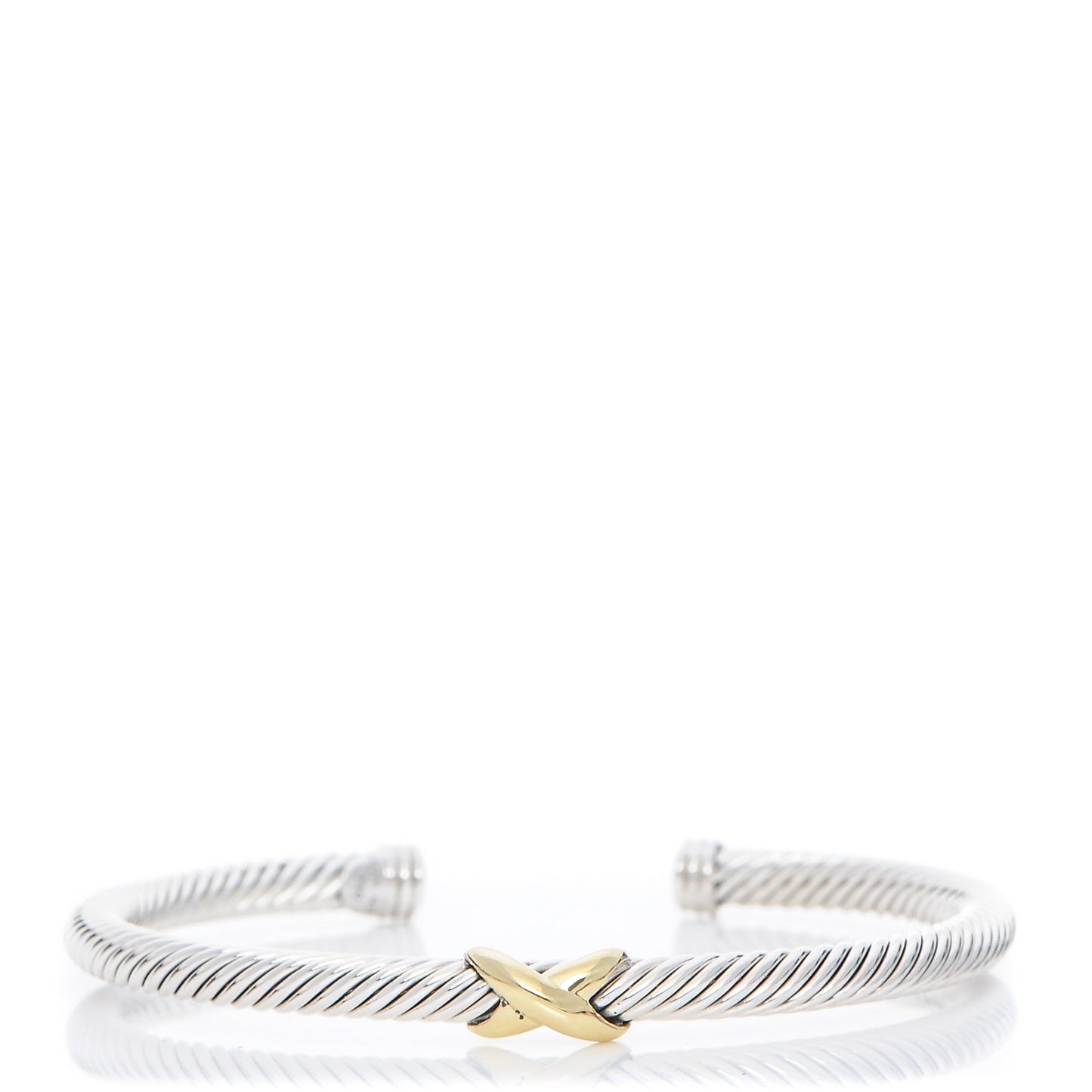 Sterling Silver 18K Yellow Gold 4mm X Station Cable Bracelet