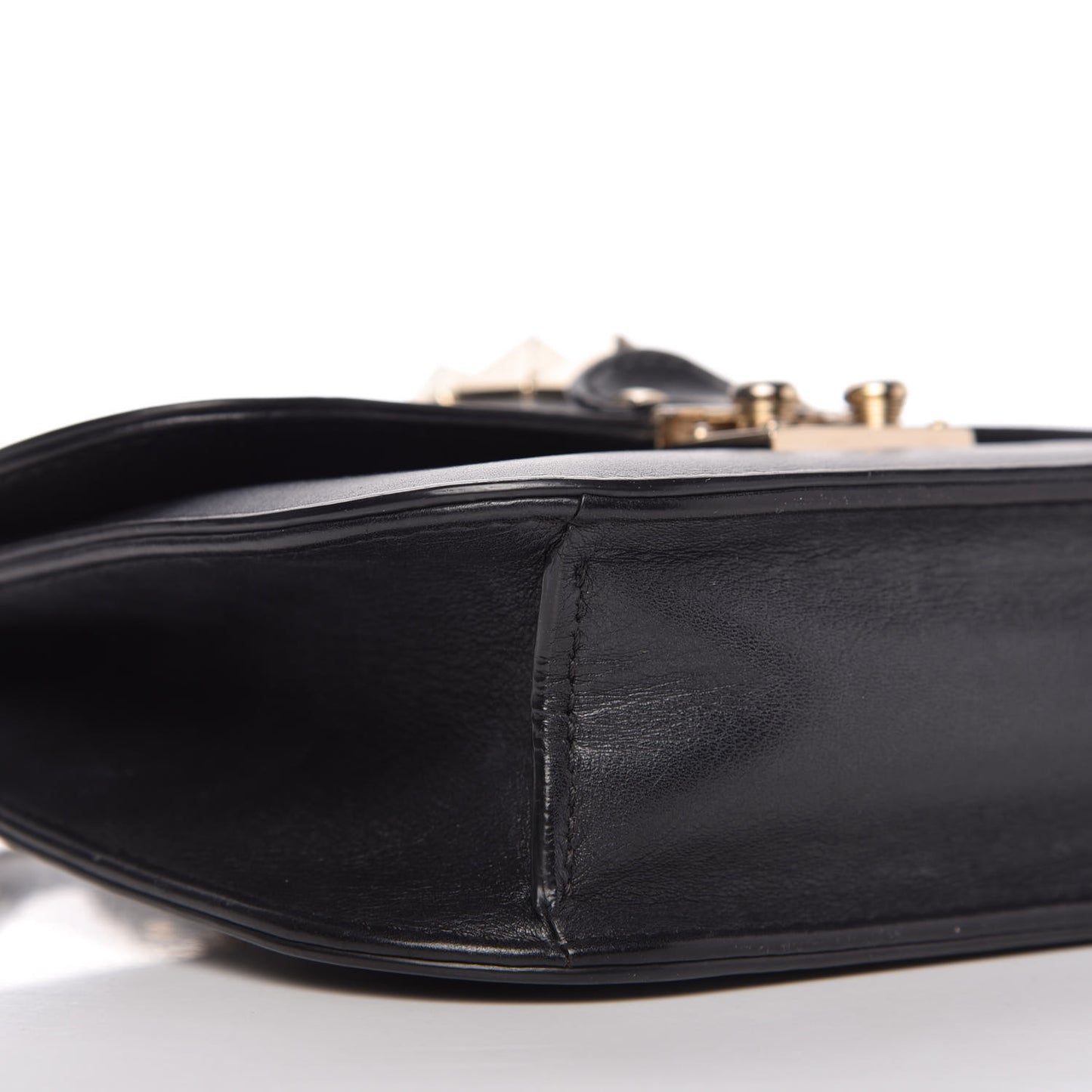 Vitello Small Glam Lock Rockstud Flap Black