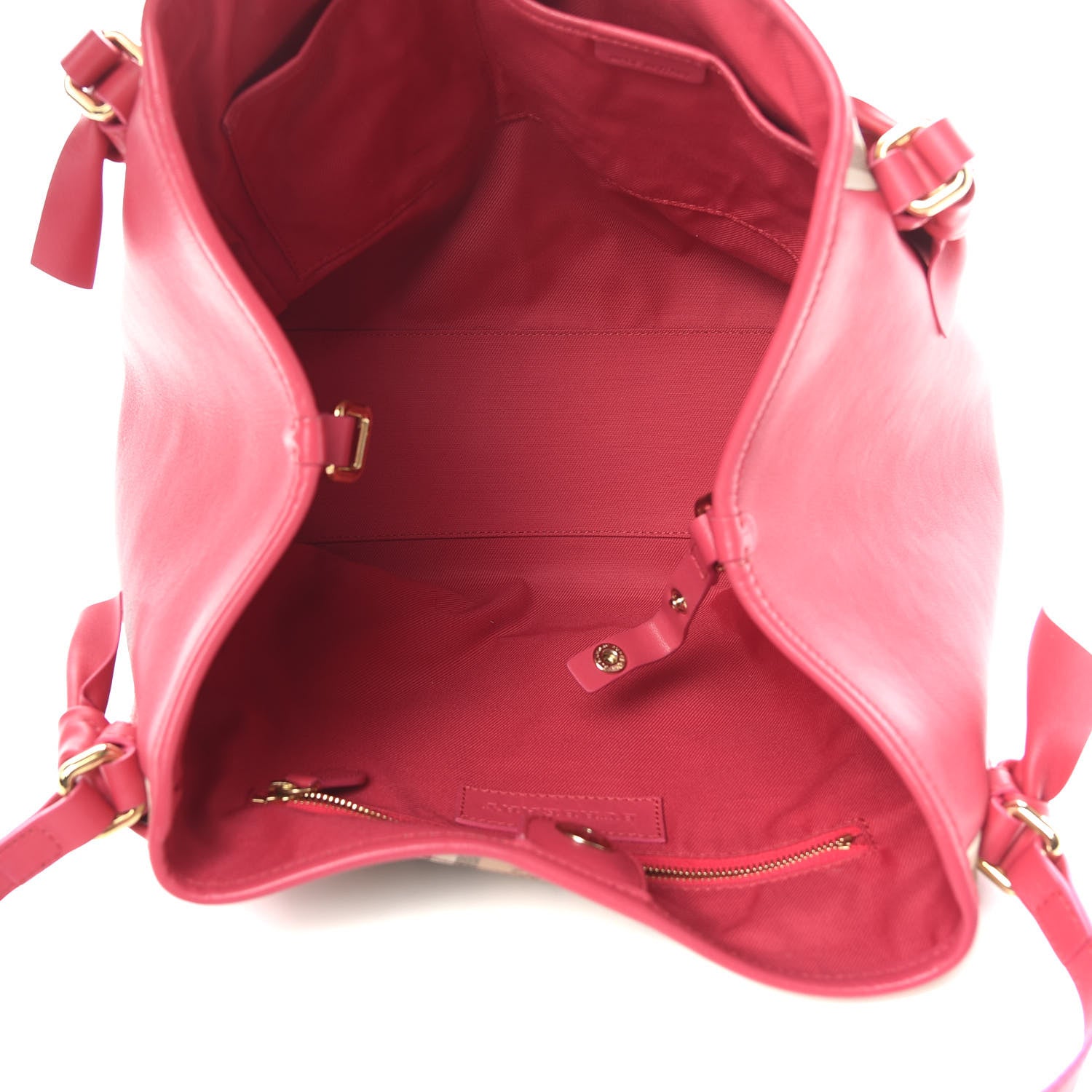 Burberry Haymarket Check Bow Small Canterbury Tote Bright Crimson Pink 5 of 14