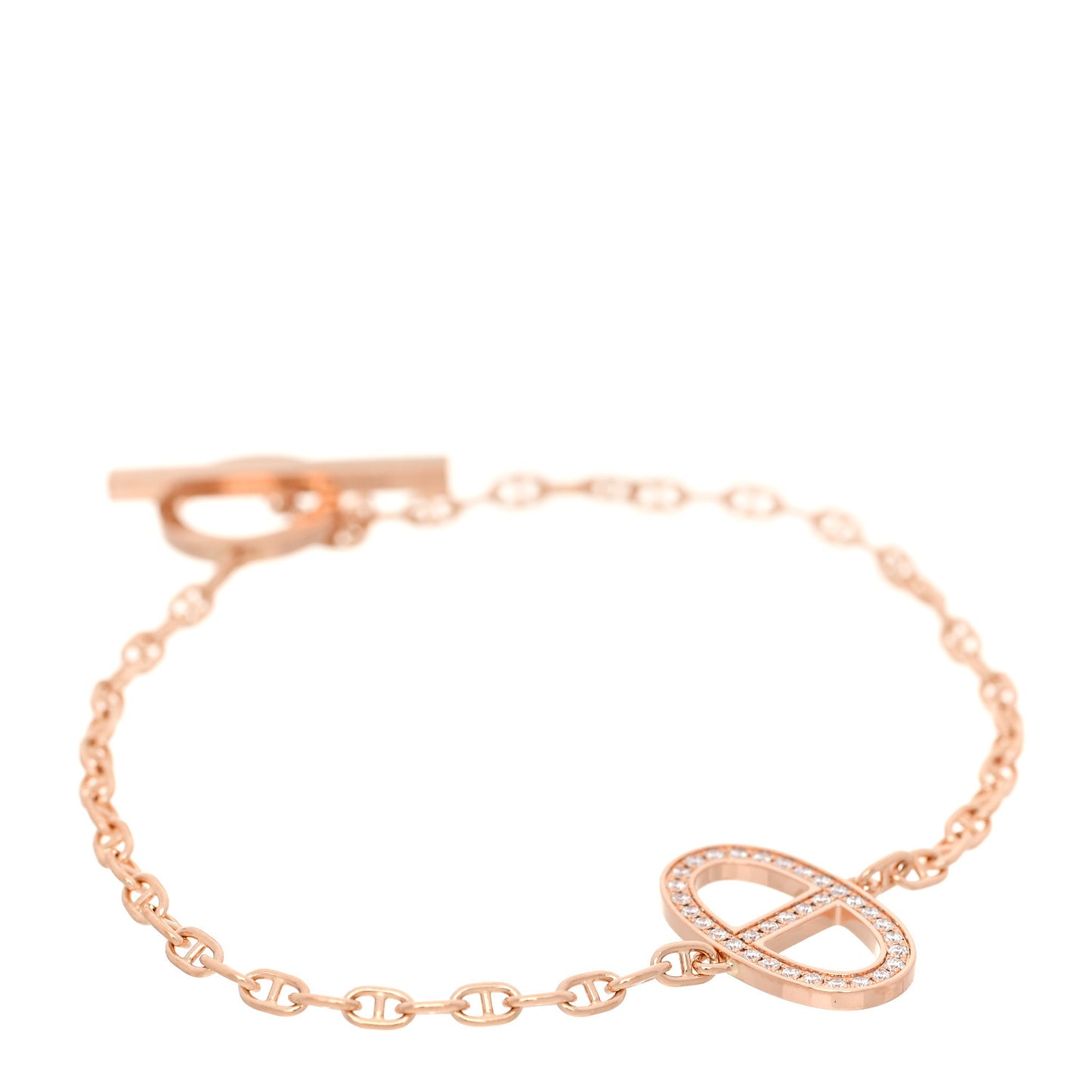 18K Rose Gold Diamond Chaine D'Ancre Contour Bracelet ST