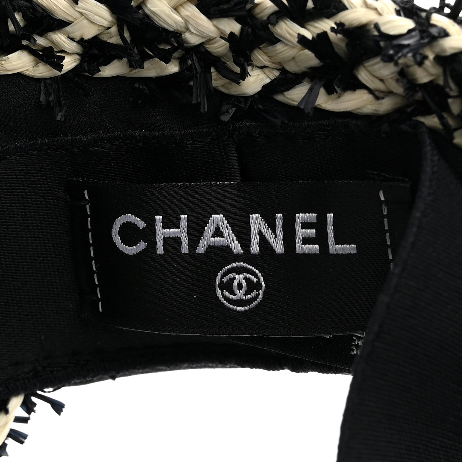 Chanel Abaca Cotton Ribbon Visor Black Beige 7 of 9