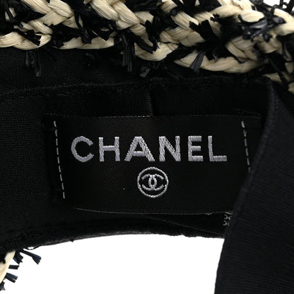 Chanel Abaca Cotton Ribbon Visor Black Beige 7 of 9