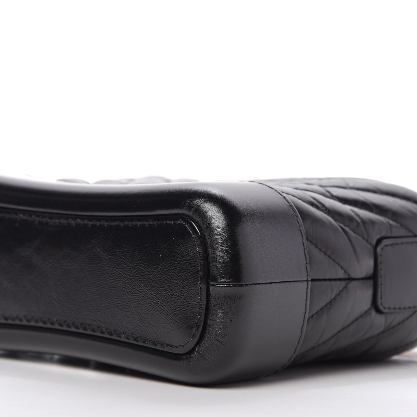 Aged Calfskin Chevron Quilted Small Gabrielle Hobo Black
