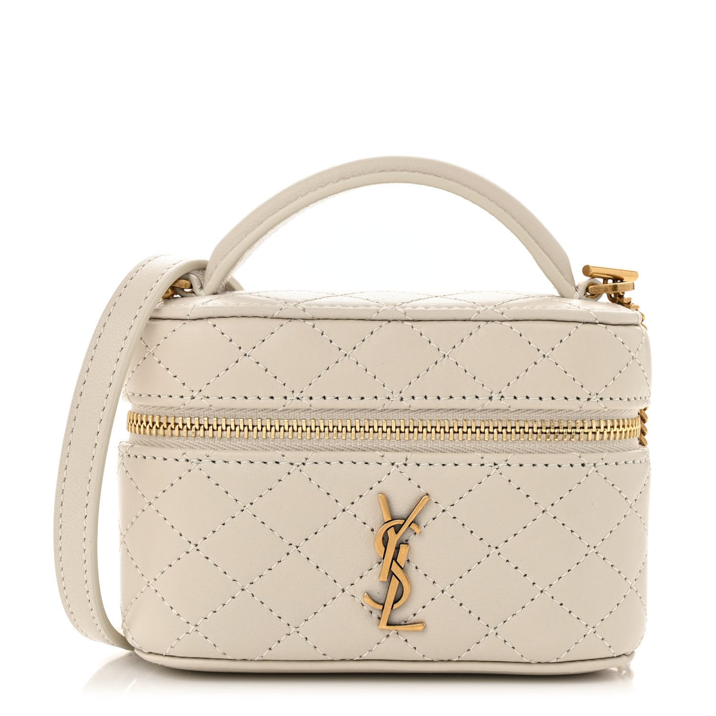 Lambskin Quilted Micro Gaby Vanity Case Crema Soft