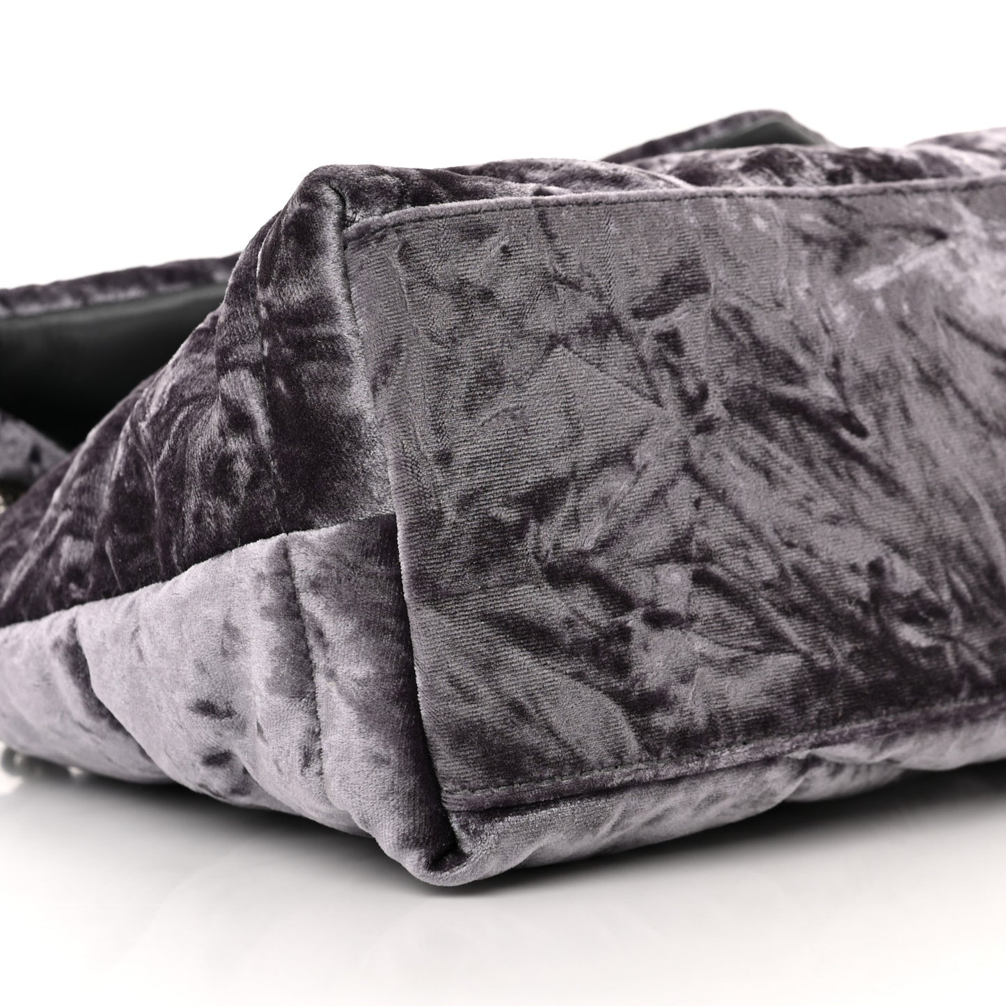 Crushed Velvet Quilted Small Loulou Puffer Monogram Chain Satchel Cloud Grey