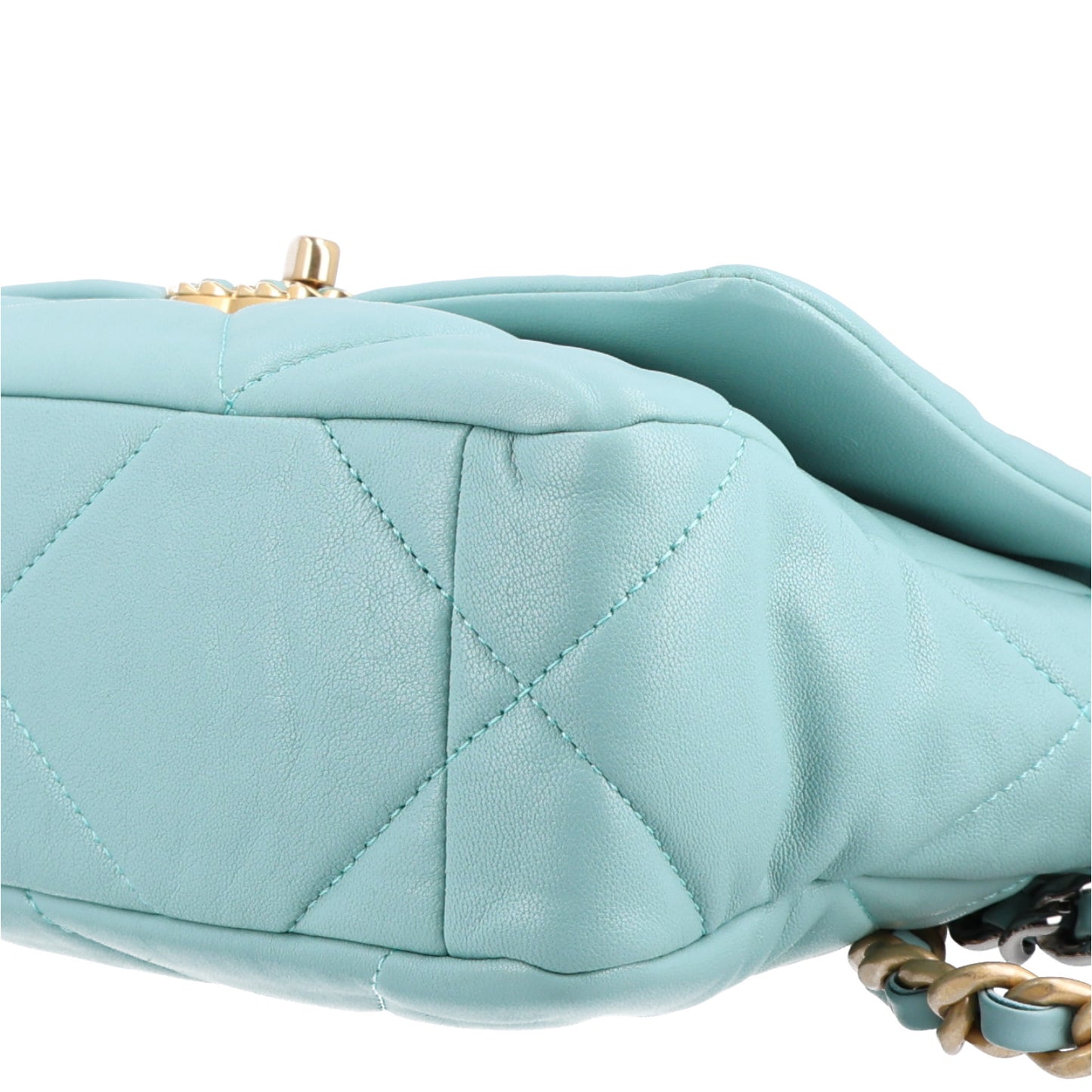Goatskin Quilted Medium Chanel 19 Flap Light Blue