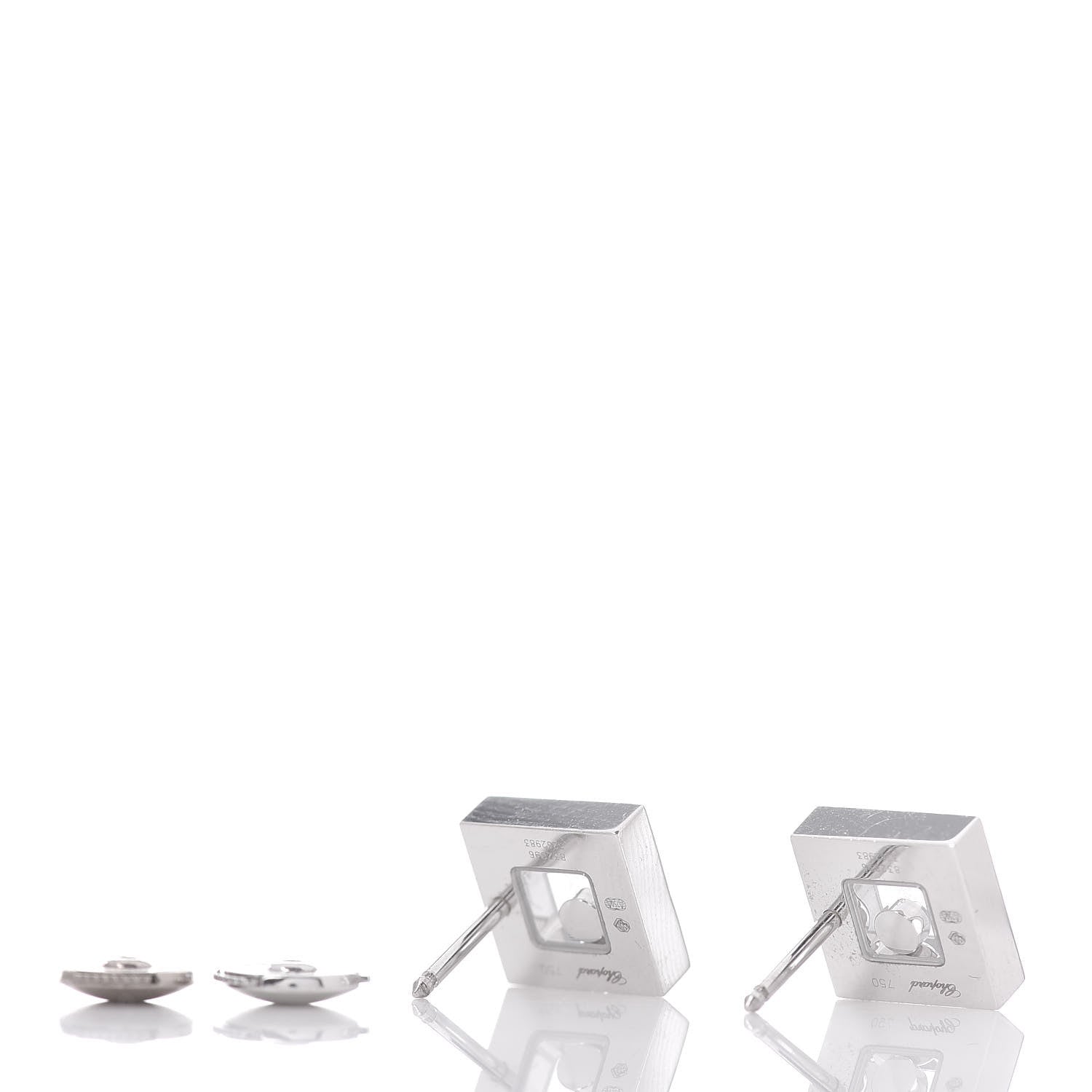 Chopard 18K White Gold Happy Diamonds Square Earrings 3 of 4