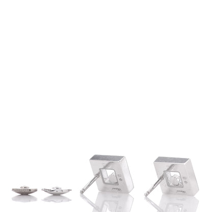 Chopard 18K White Gold Happy Diamonds Square Earrings 3 of 4