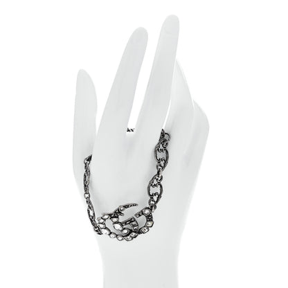 Gucci Oxidized Metal Crystal Double G Bracelet Silver 2 of 5