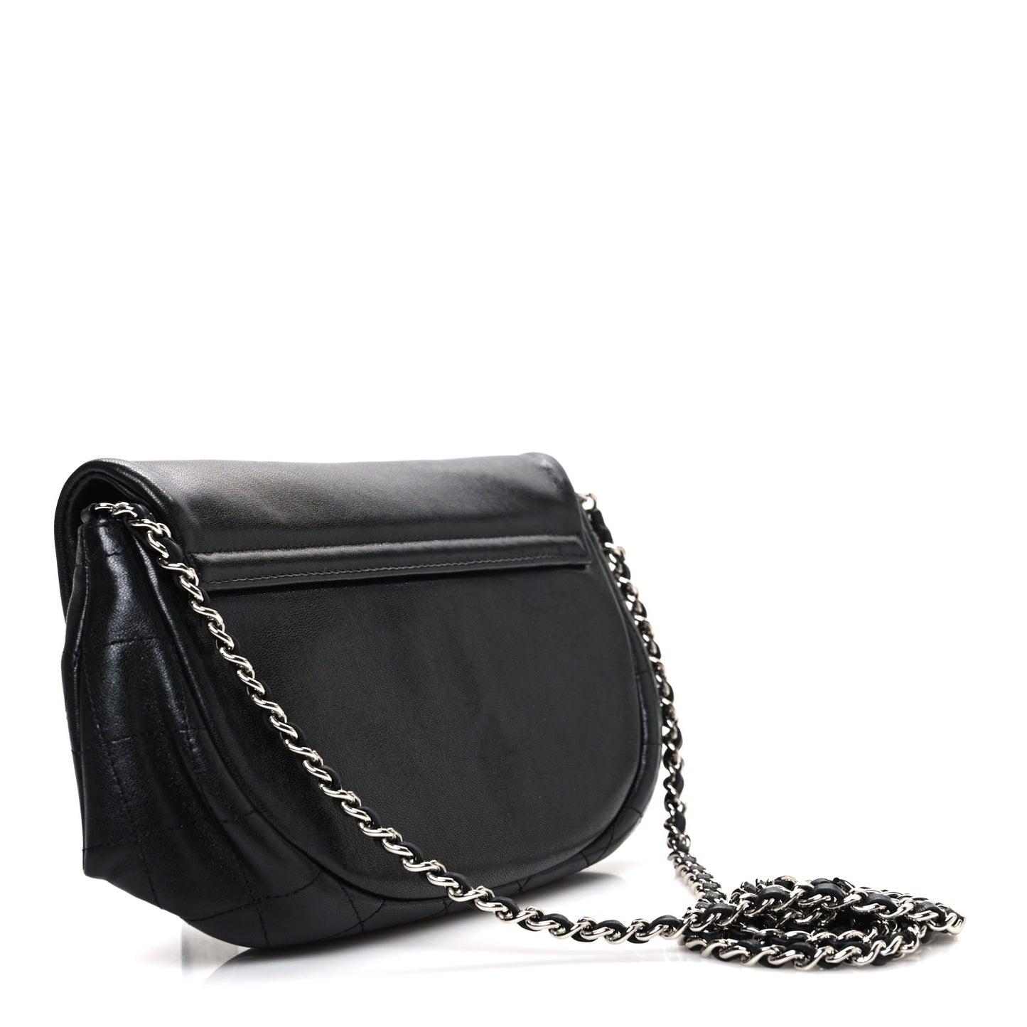 Lambskin Half Moon Wallet On Chain WOC Black