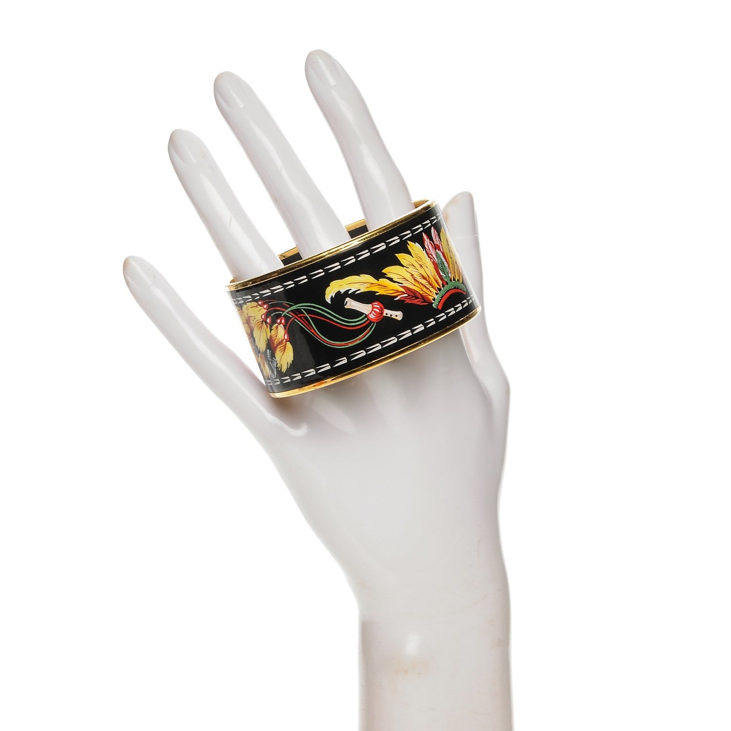 Hermes Enamel Printed Brazil Extra Wide Bracelet 62 2 of 6