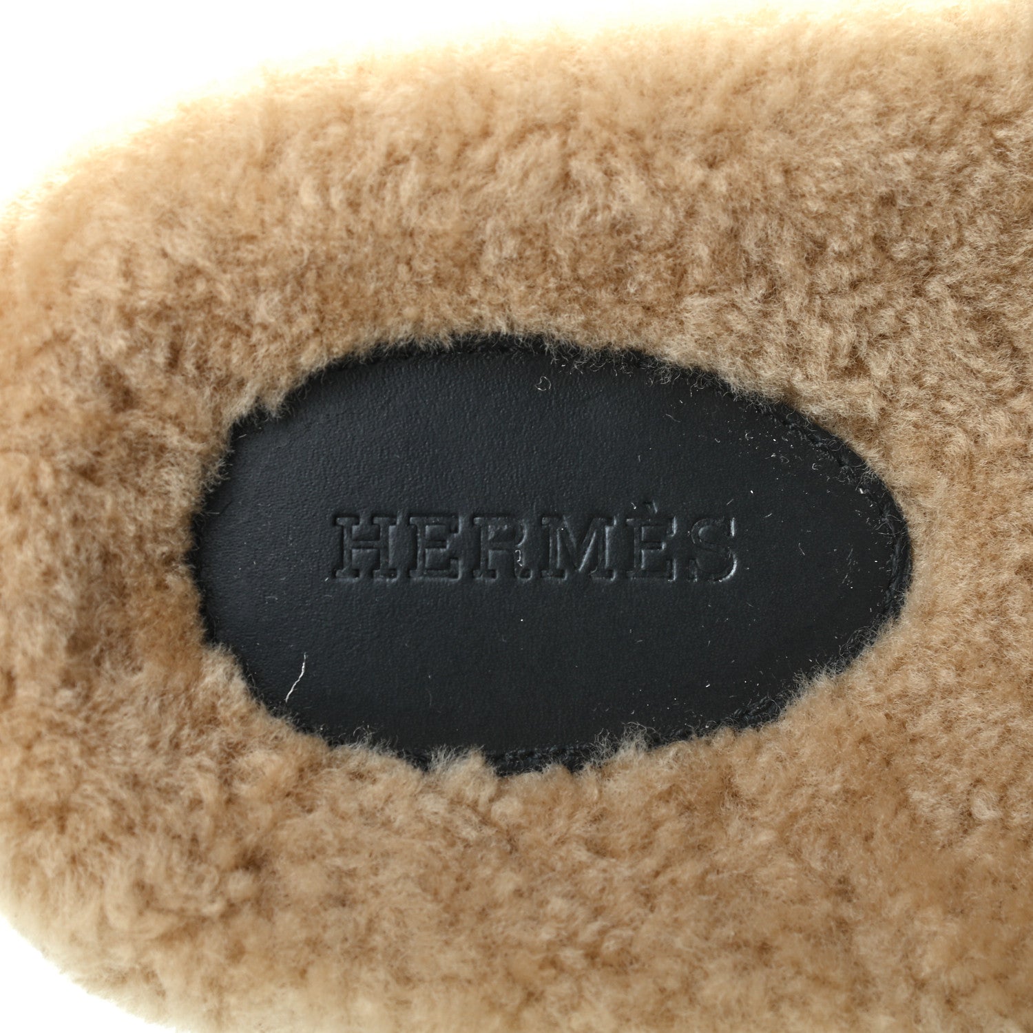 Hermes Veau Indios Woolskin Mens Chypre Sandals 44 Black Ecru 6 of 8