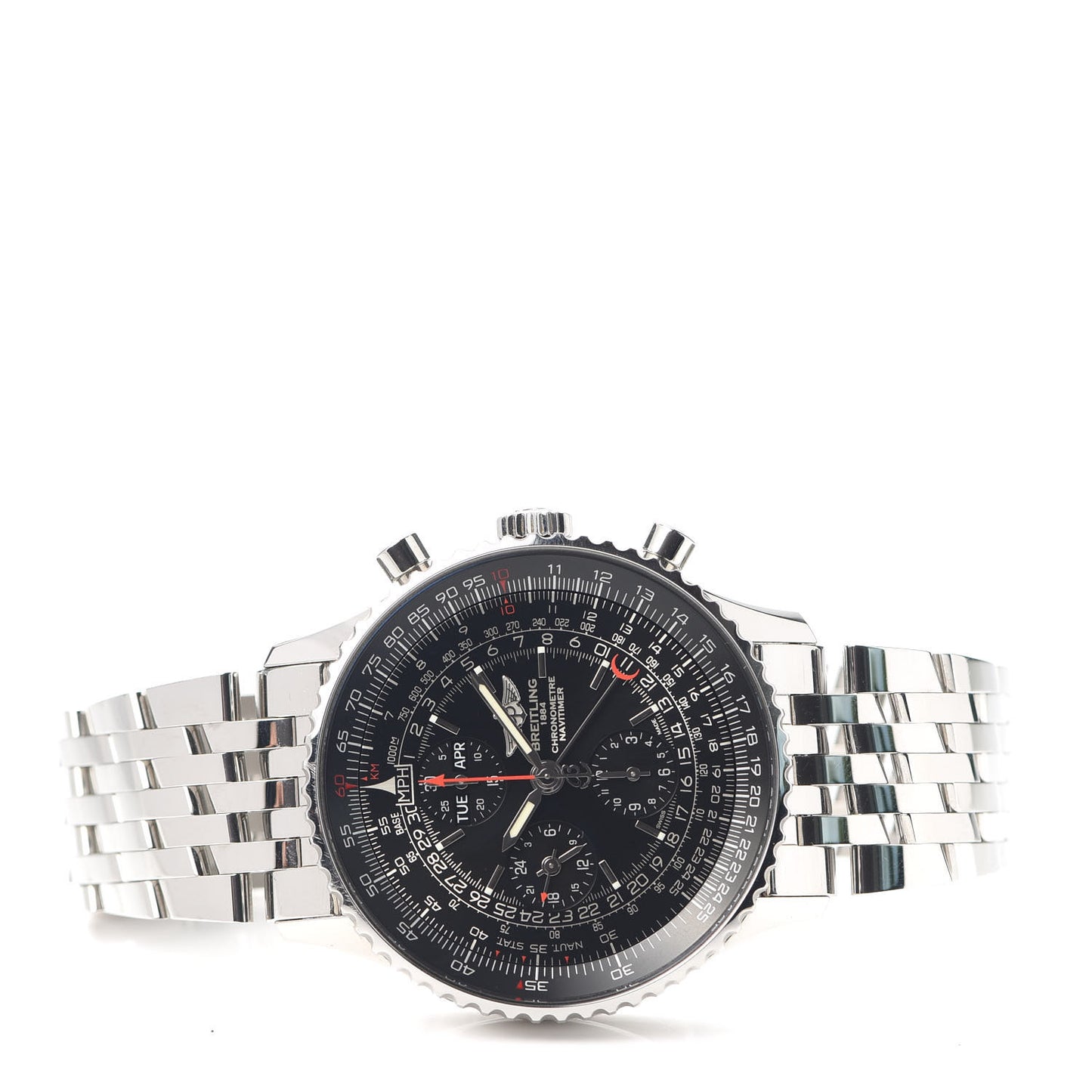Stainless Steel 46mm 1884 Chronometre Navitimer Automatic Watch Black A21350