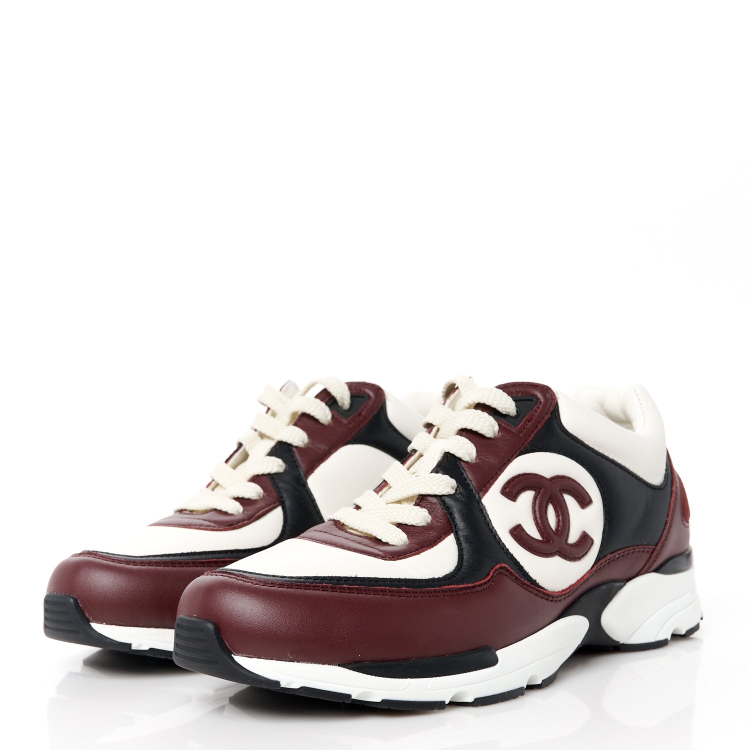 Chanel Calfskin CC Sneakers 37.5 Brown White Black 3 of 9